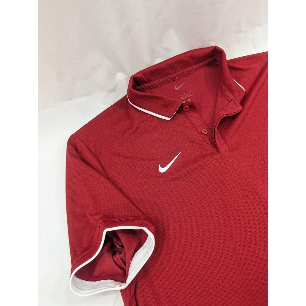 Oklahoma Sooners Golf Team Polo Shirt Mens  Large Red‎ Nike Dri Fit Short Sleeve